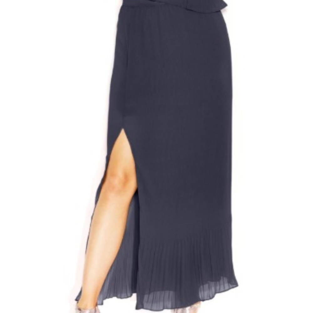 GUESS sheer pleated navy maxi skirt